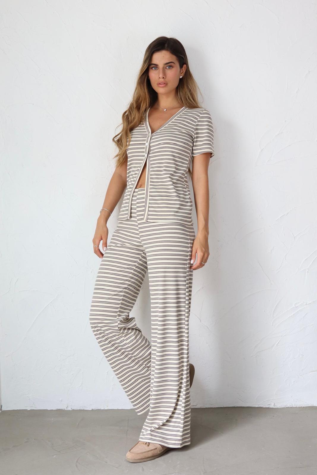 חליפת Nensi סט קזואל פסים לנשים ליום יום