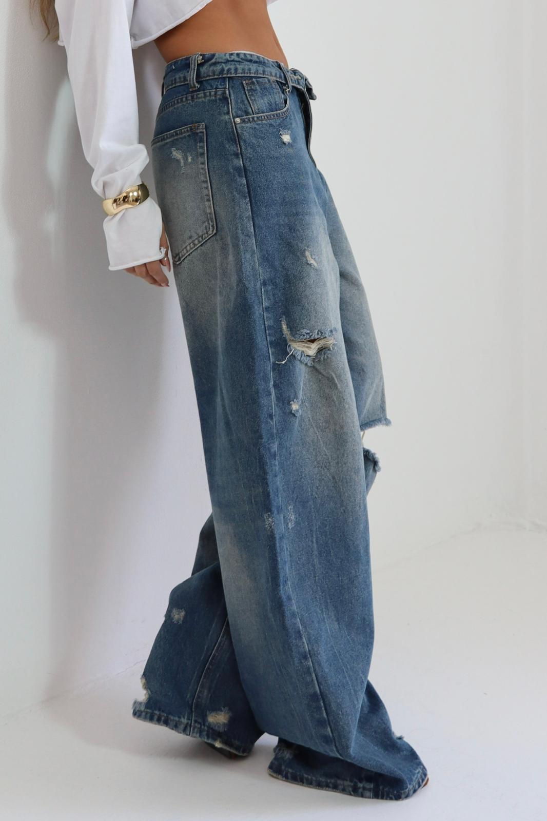 ג׳ינס Maldini גזרה רחבה בצבע כחול