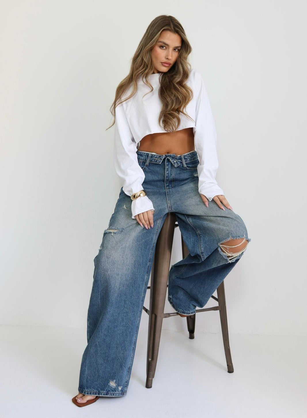 ג׳ינס Maldini גזרה רחבה בצבע כחול