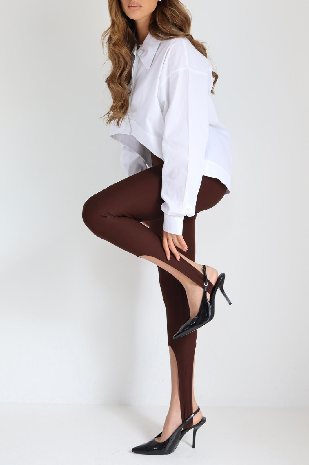 טייץ Raglit שחור עם שסע קדמי בקרסול, מבט צד
