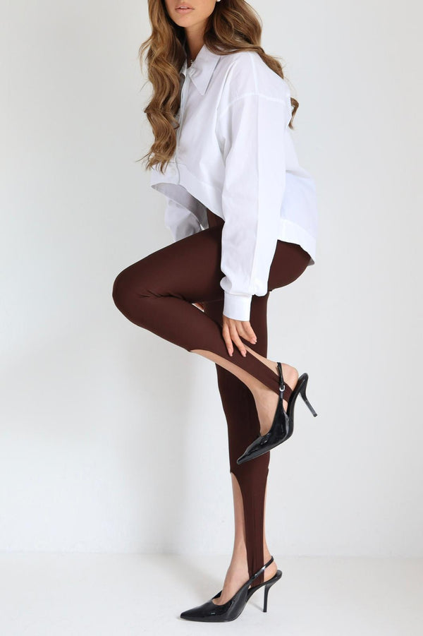 טייץ Raglit שחור עם שסע קדמי בקרסול, מבט צד
