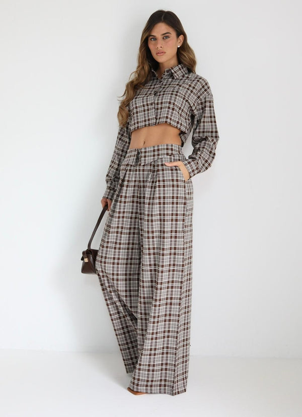 סט משובץ לנשים בגזרה גבוהה דגם Brittni