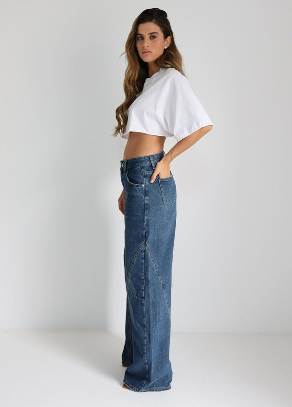 ג׳ינס רחב לנשים דגם Lotem בגוון כחול