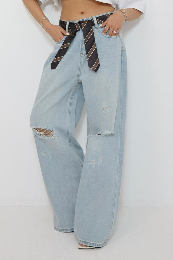 ג׳ינס Marco לנשים ג׳ינס רחב אופנתי עם קרעים
