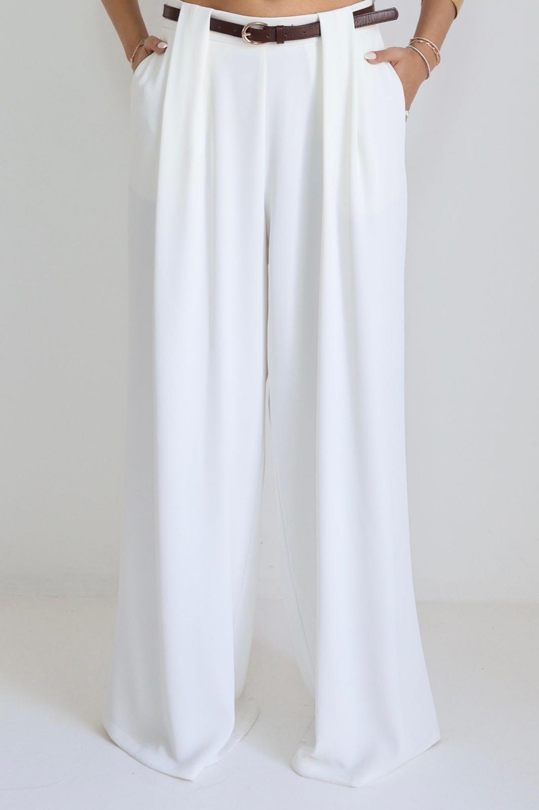  מכנס Erop בצבע לבן מכנס נשים רחב אלגנטי