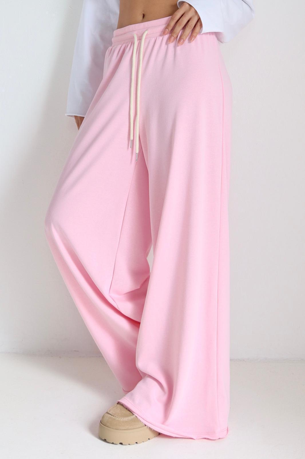 מכנס רחב לנשים Boli בצבע ורוד בגזרה גבוהה