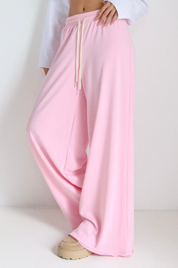 מכנס רחב לנשים Boli בצבע ורוד בגזרה גבוהה