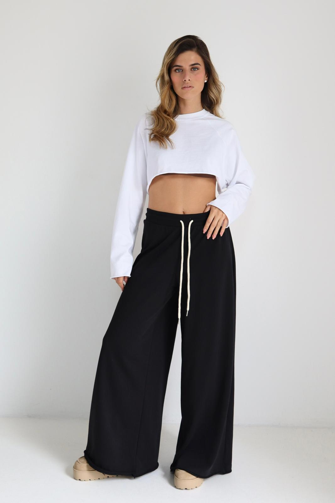 מכנס Boli שחור לנשים בגזרה רחבה לסטייל יומי