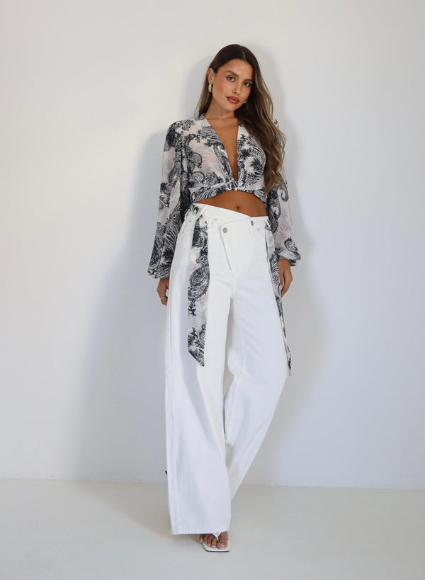 חולצת קרופ קשירה אופנת נשים עם מחשוף עמוק