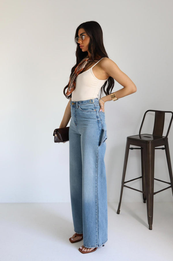 ג׳ינס רחב נשים בגזרה גבוהה כחול בהיר דגם Sexso 9099/22 מבט צד