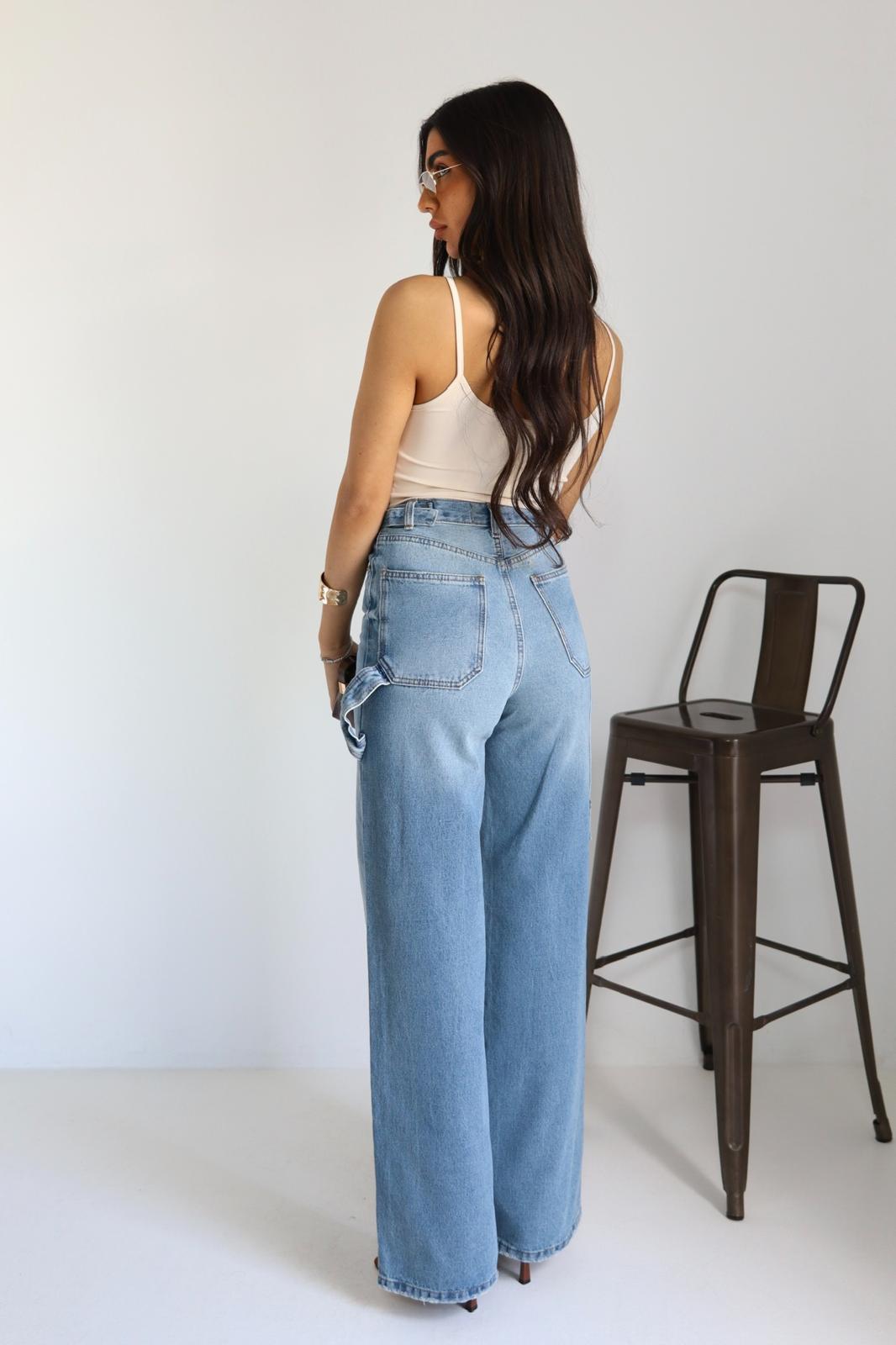 	ג׳ינס רחב נשים כחול בהיר בגזרה גבוהה דגם Sexso 9099/22 מבט אחורי