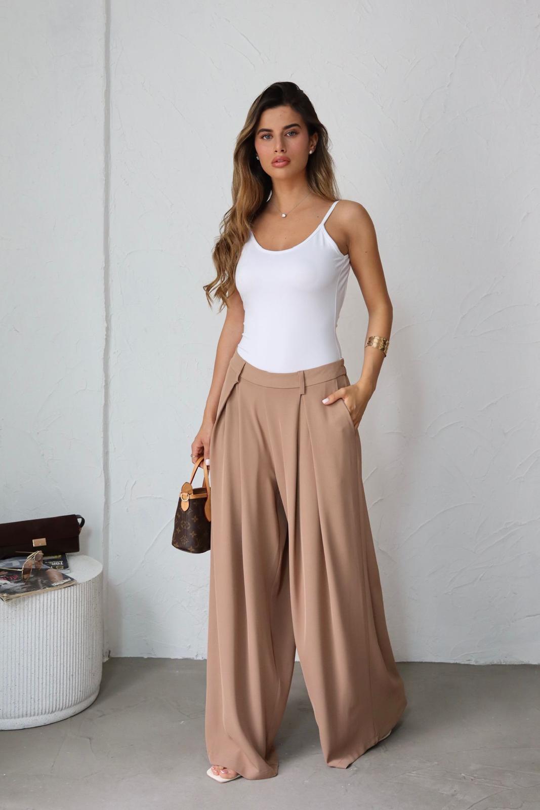 מכנס Kerem חום בהיר מכנס נשים אופנתי