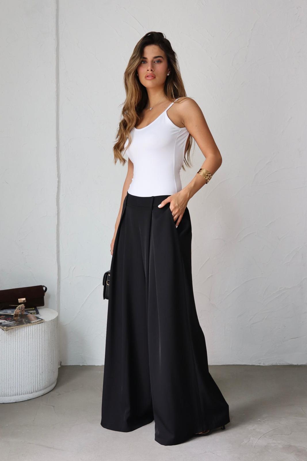 מכנס Kerem שחור אלגנטי רחב