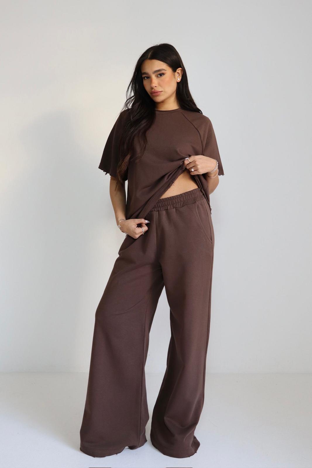 חליפת Raglen חום סט נשים נוח ליום יום מושלמת