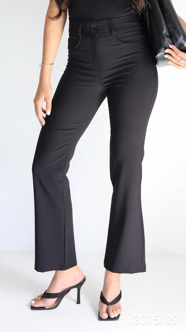 מכנס שחור אלגנטי לנשים עם כפתורים כפולים דגם Sexso 3015