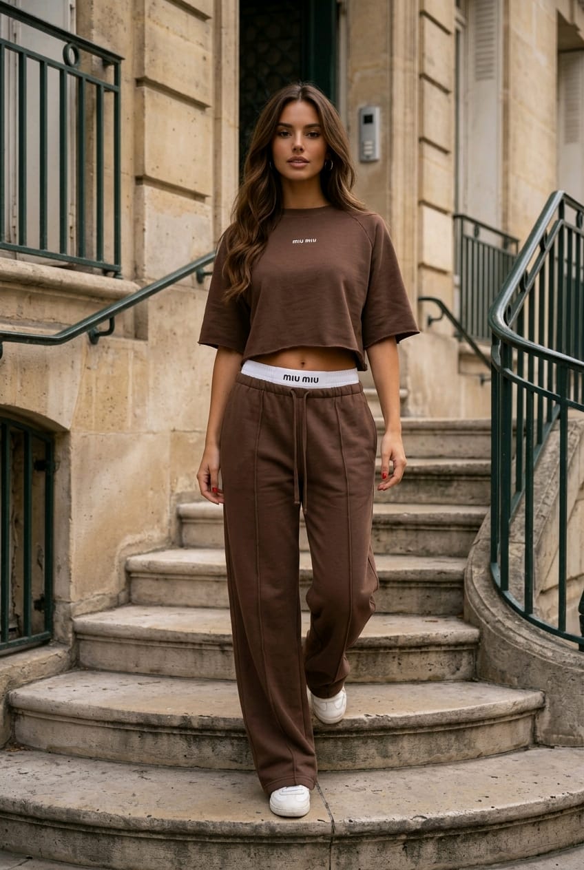 חליפת Ronita חומה לנשים גזרה מחמיאה ונוחה