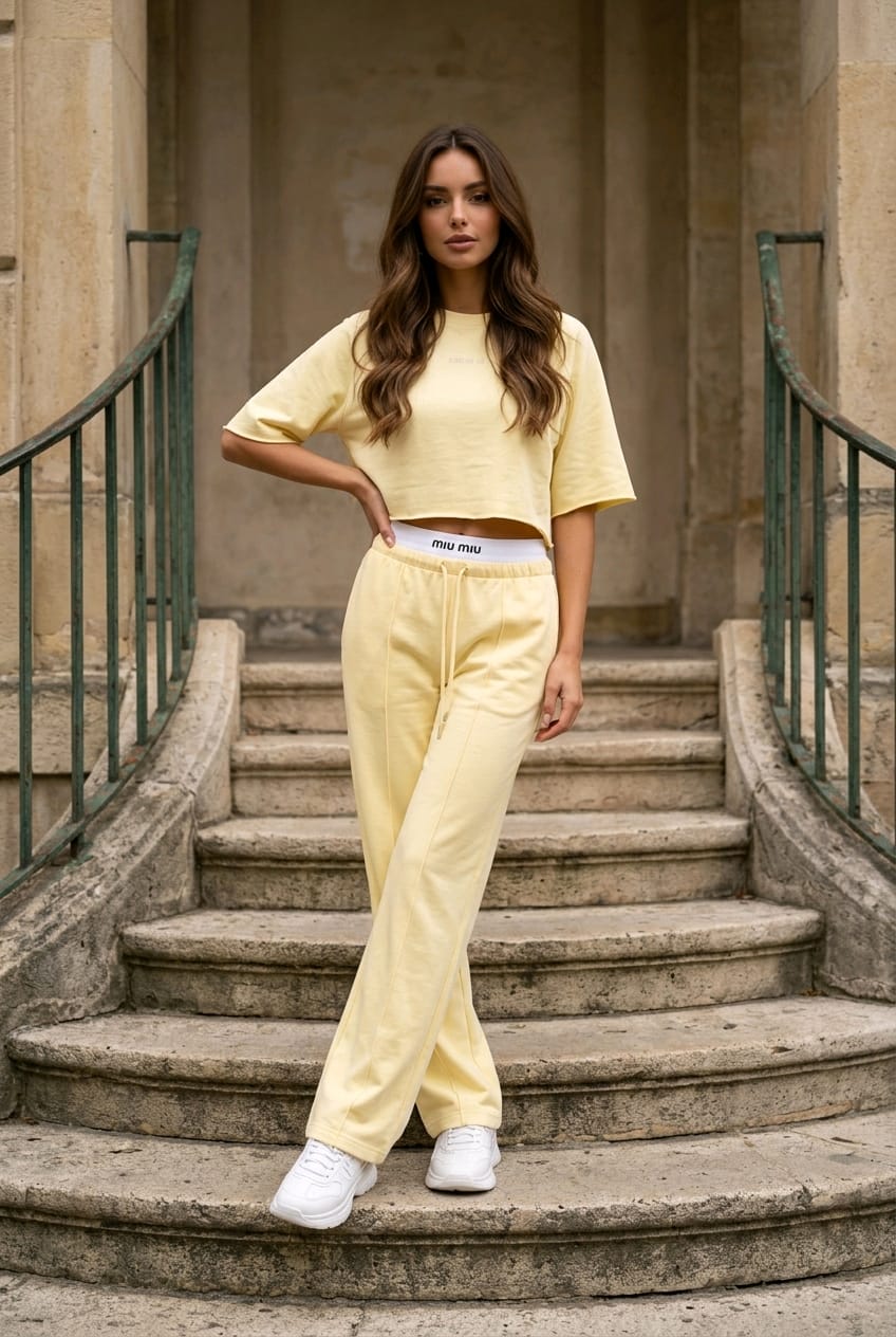 חליפת MUI צהובה לנשים חליפה קייצית טרנדית
