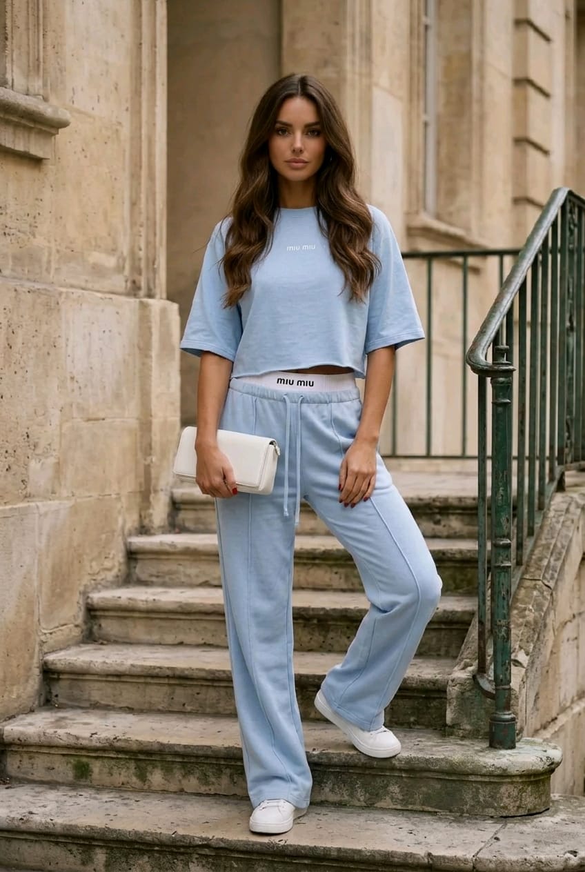 חליפת MUI תכלת לנשים לוק יומי עם סטייל