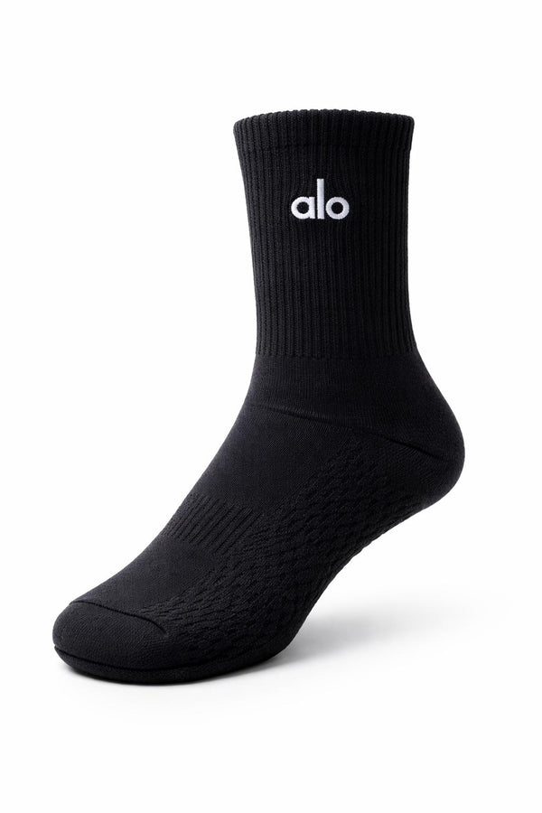 גרבי Alo שחורות לנשים עם לוגו לבן