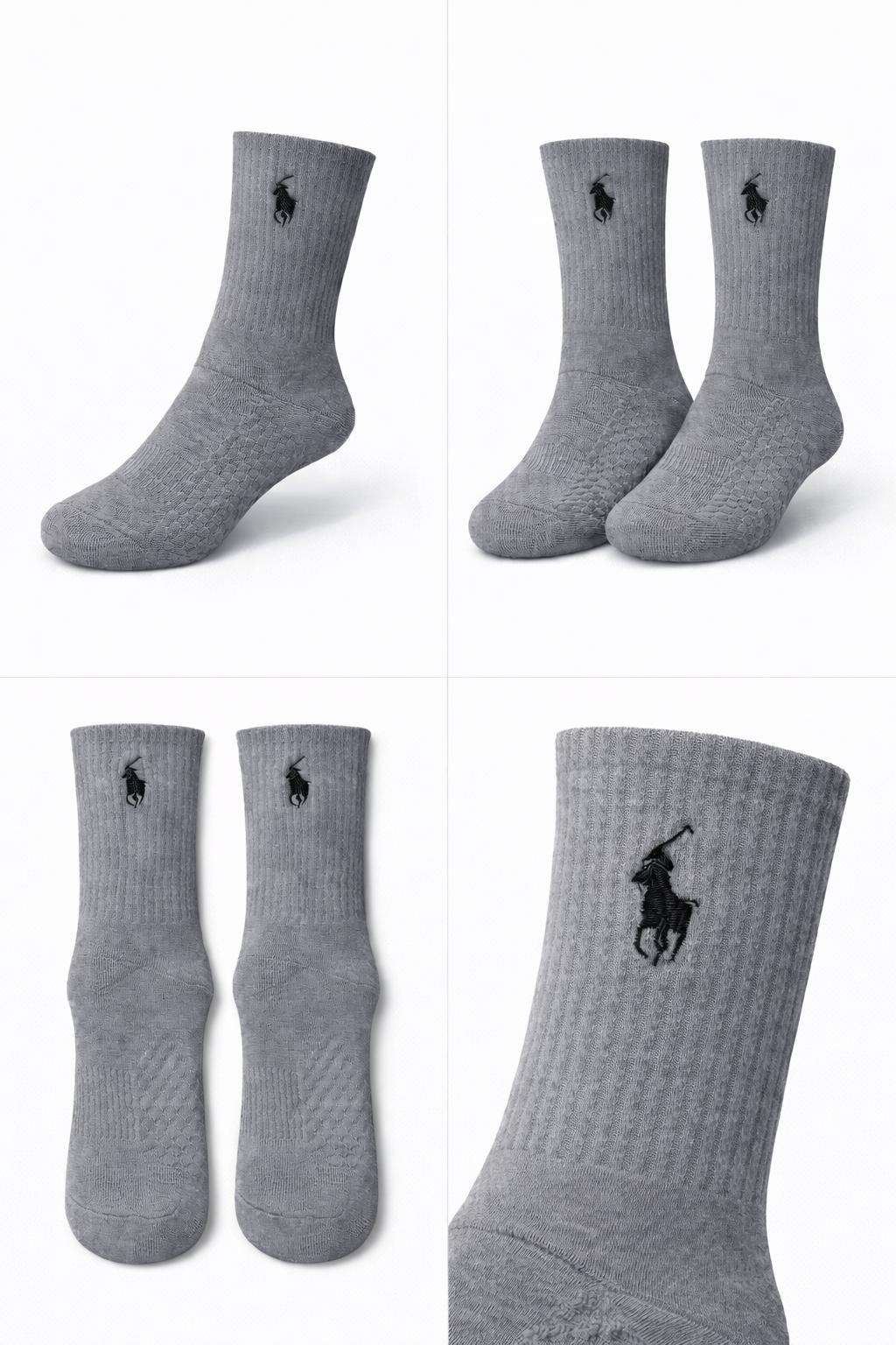 גרבי POLO אפורות לנשים עם לוגו