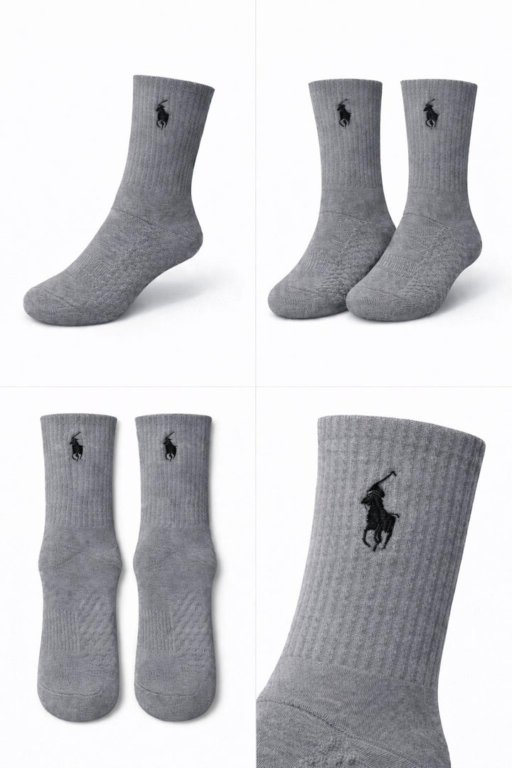 גרבי POLO אפורות לנשים עם לוגו