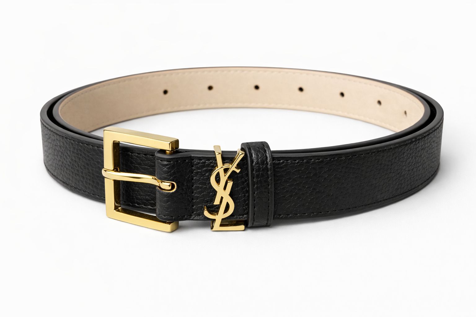 חגורת Loren שחורה עם אבזם זהב