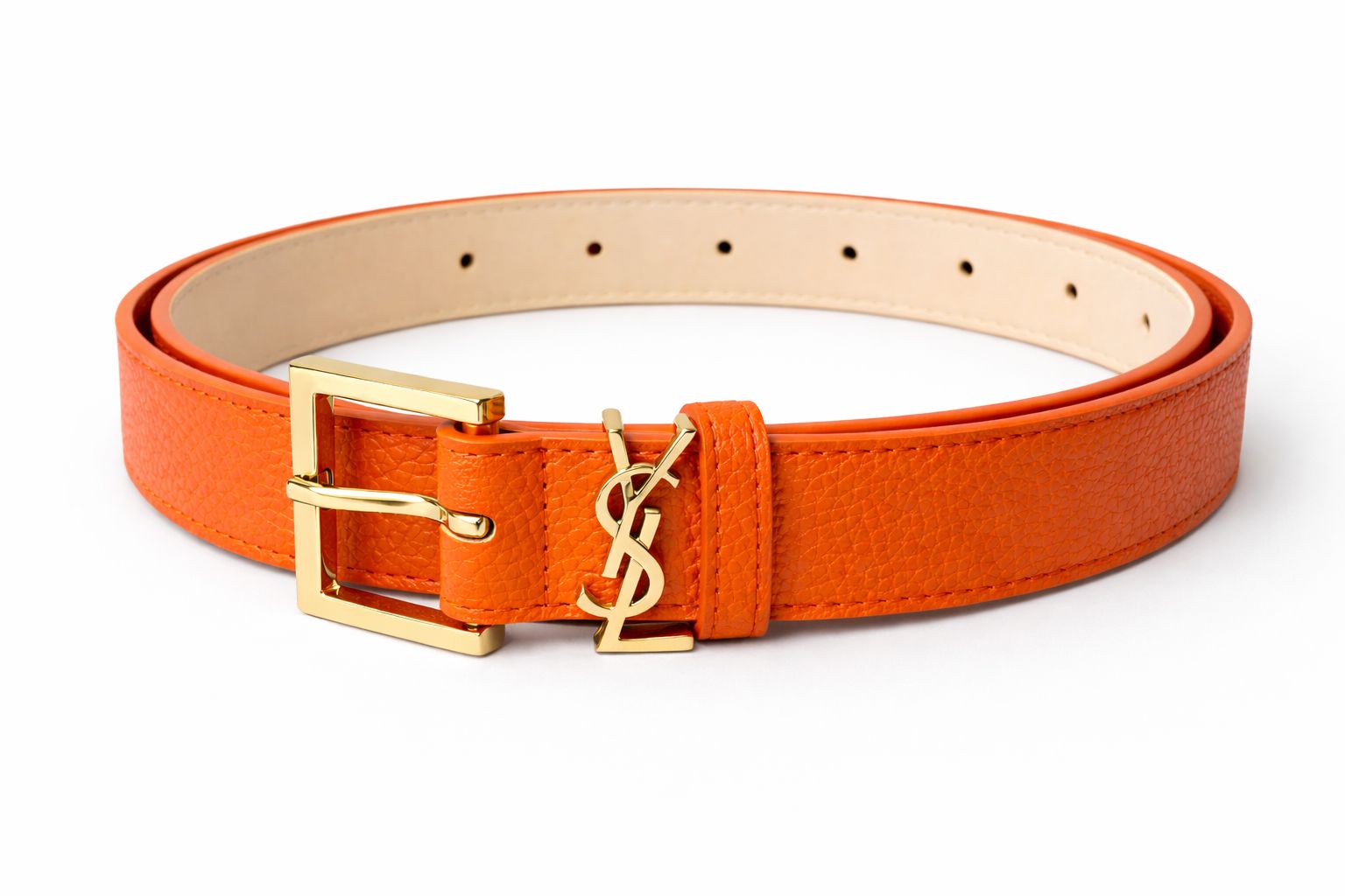 חגורת Loren בצבע כתום עם אבזם זהב