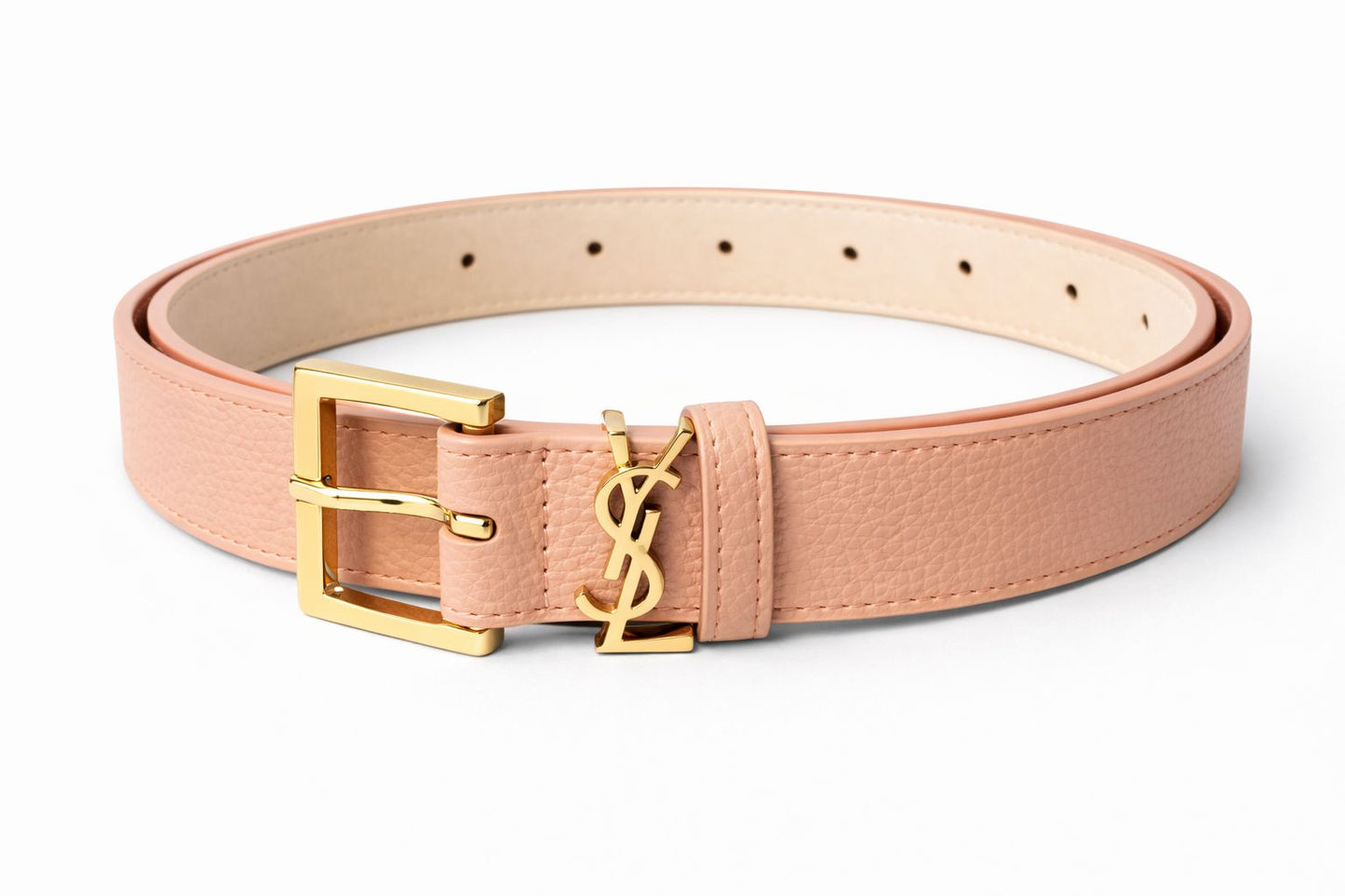 חגורת Loren בצבע ניוד עם אבזם זהב
