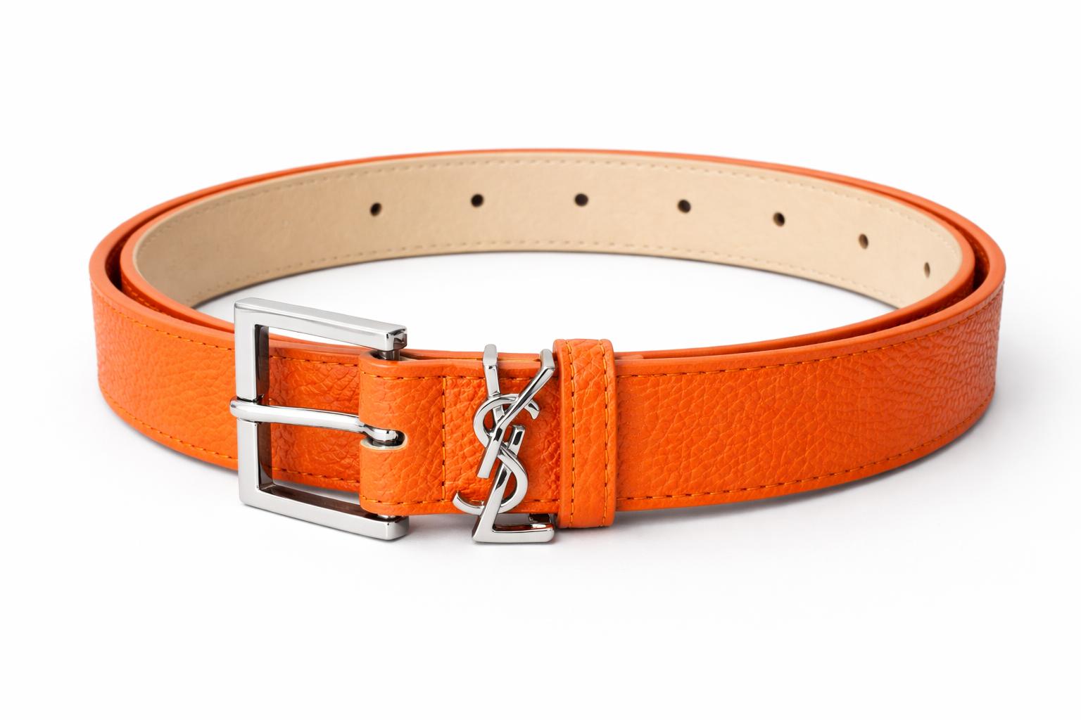 חגורת Loren כתומה עם אבזם כסוף