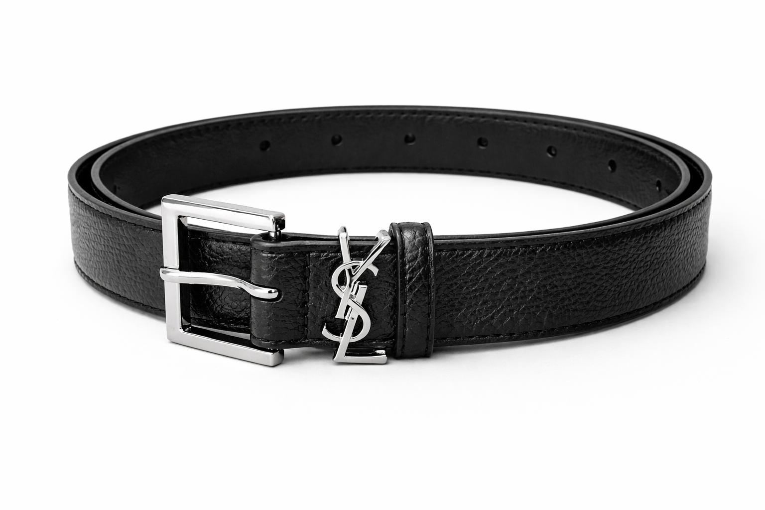 חגורת Loren שחורה עם אבזם כסוף