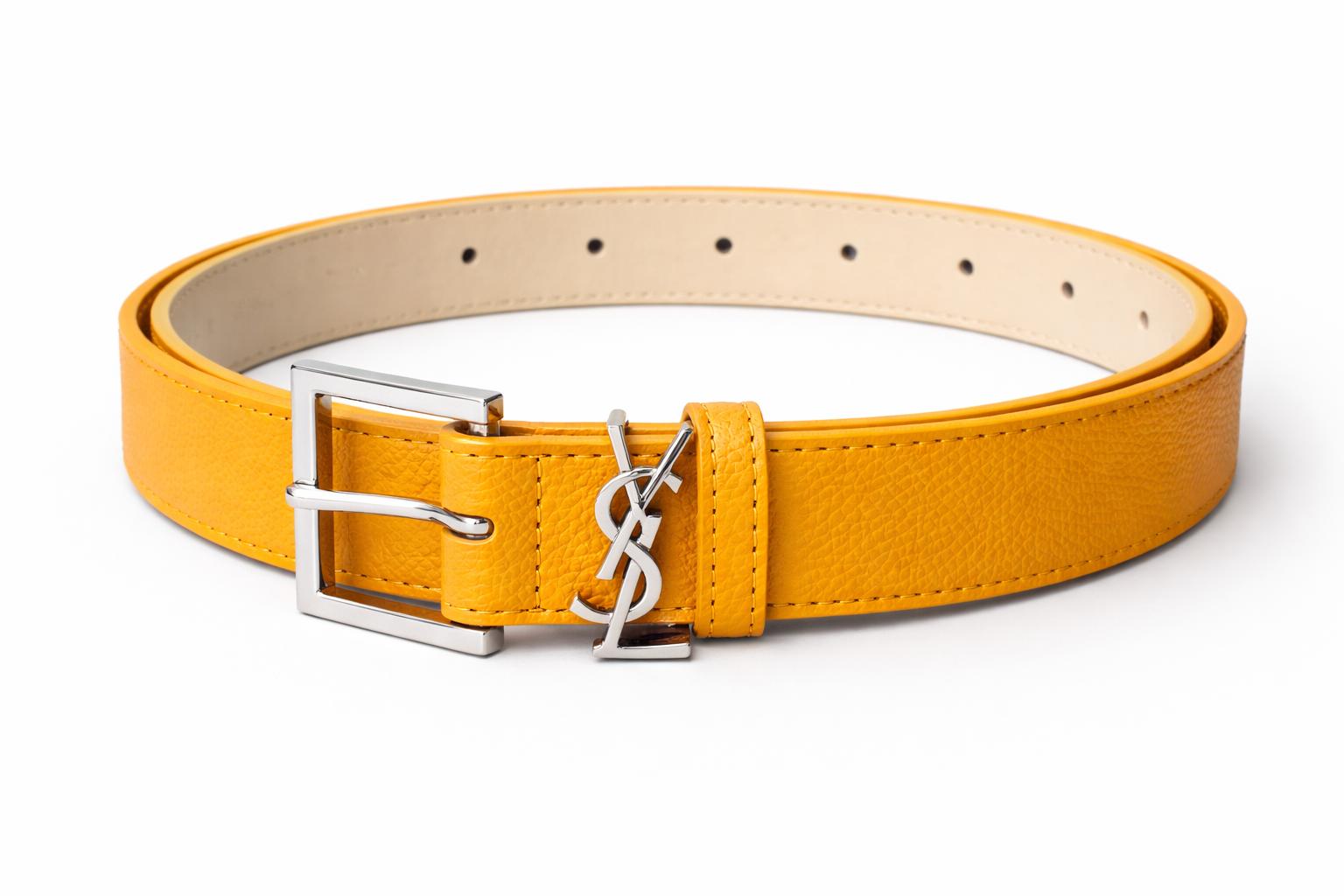 חגורת Loren צהובה עם אבזם כסוף
