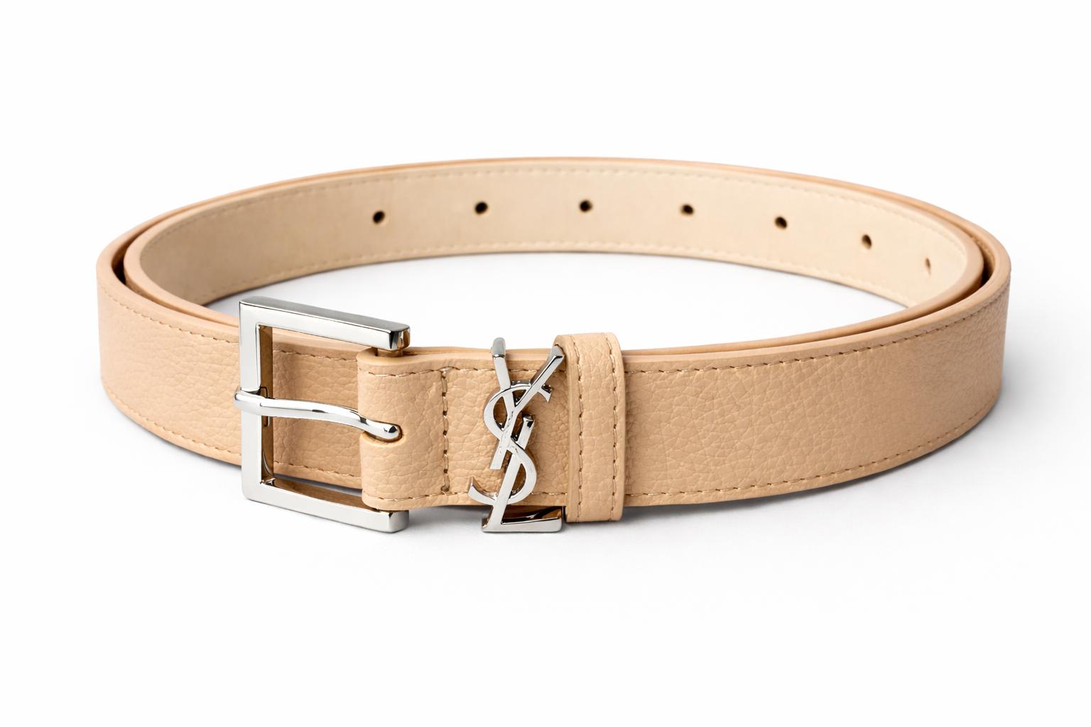 חגורת Loren בז עם אבזם כסוף
