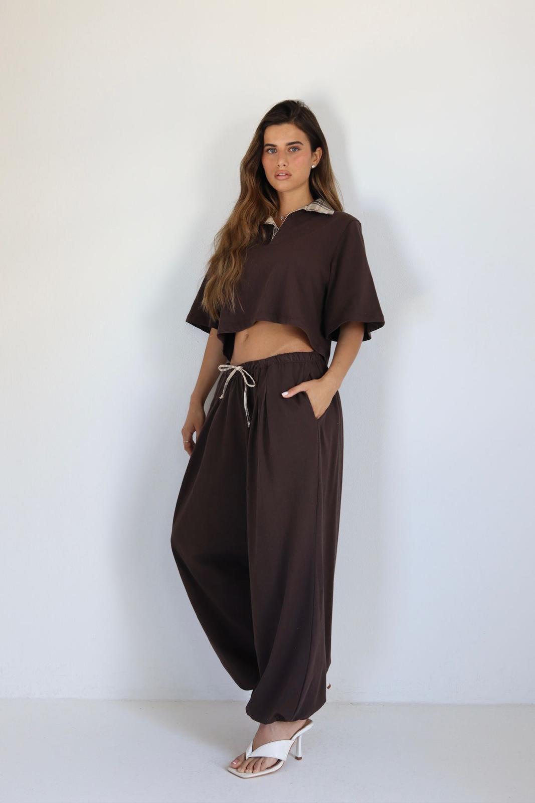 חליפת Glis חומה לנשים לוק קזואלי טרנדי