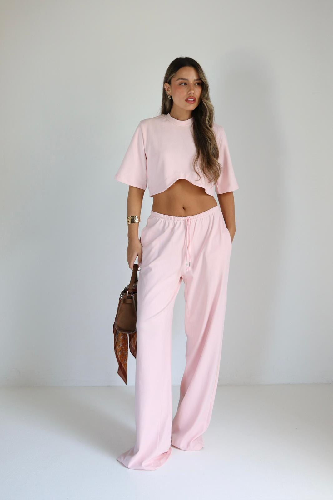 חליפת Negi ורודה לוק קזואל לנשים