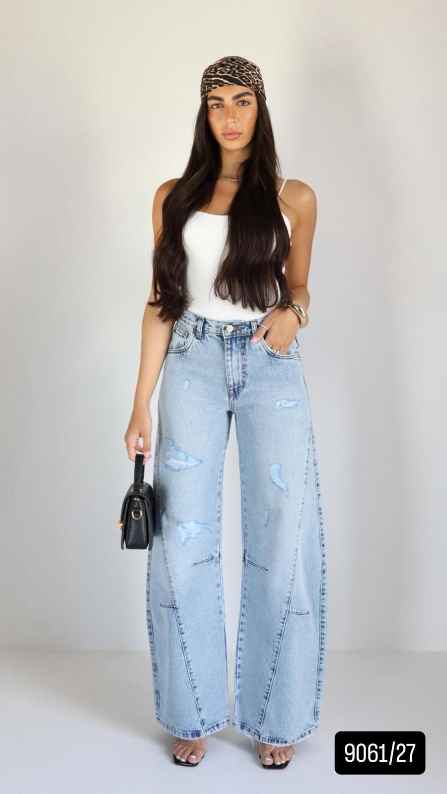 ג׳ינס Sexso רחב בגזרה גבוהה לנשים