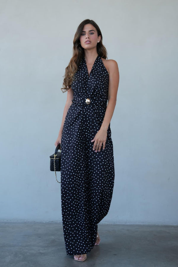 אוברול Monaco שחור עם נקודות