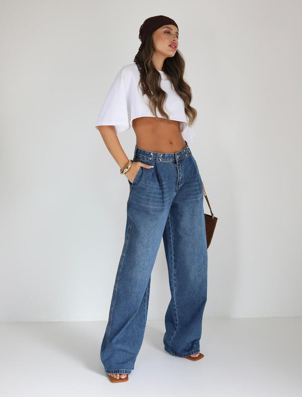 ג’ינס Kross לנשים בגזרת Wide Leg