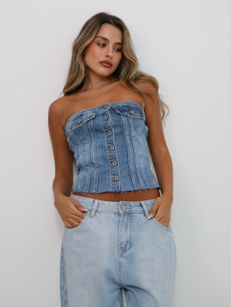 טופ ג'ינס strapless
