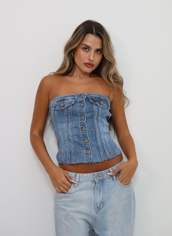 טופ ג'ינס strapless
