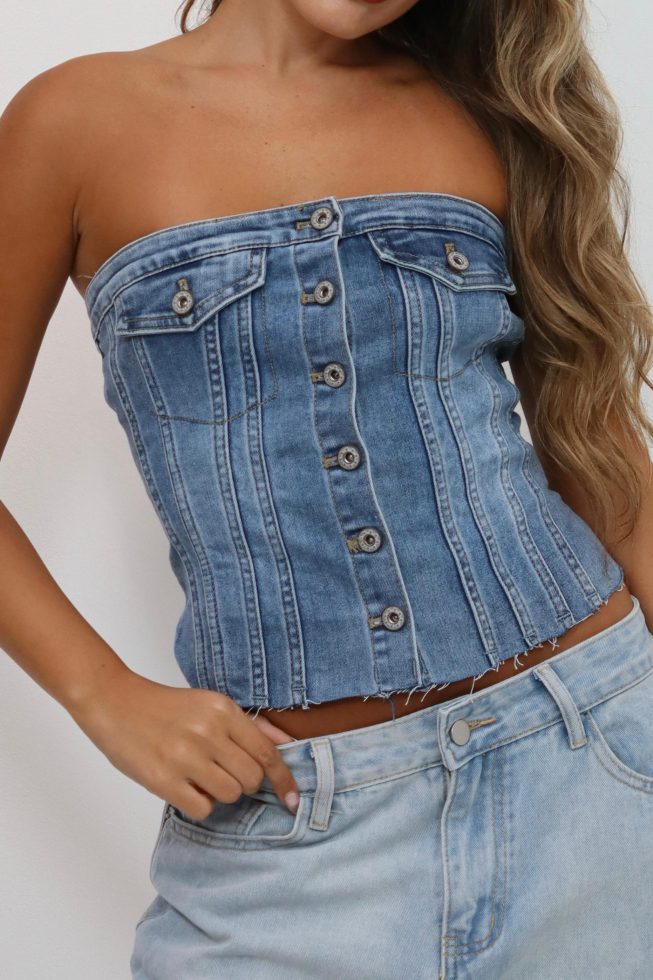 טופ ג'ינס strapless