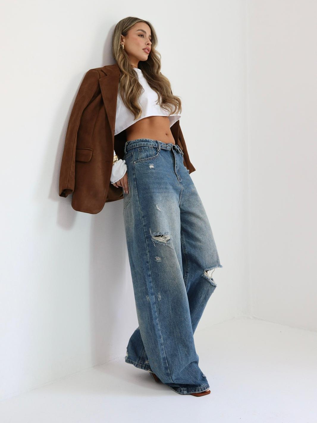 ג׳ינס Maldini גזרה רחבה בצבע כחול